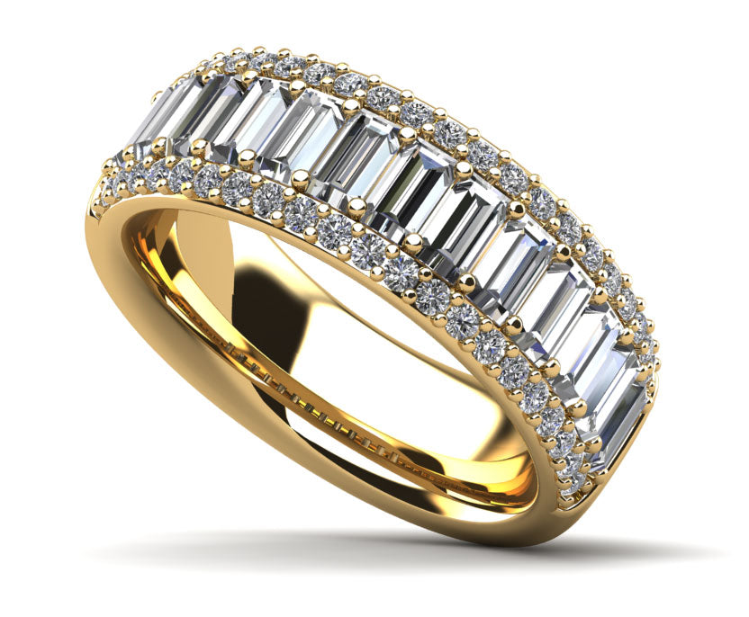 Baguette and Round Cut Diamond Band .86 carats
