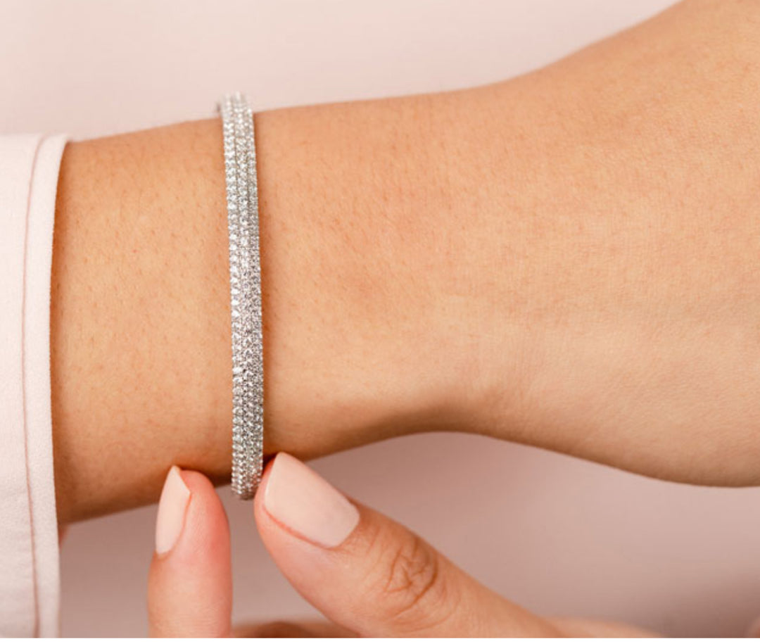 Micropave Diamond Bangle Bracelet