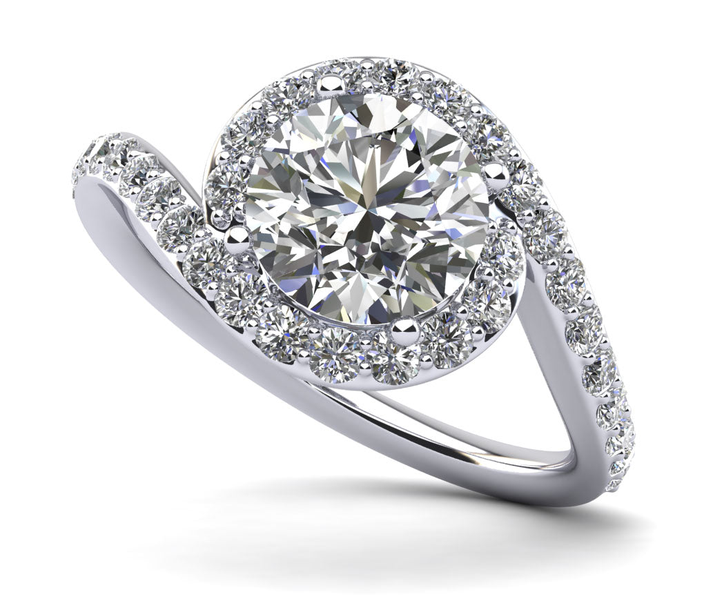 Round Swirl Halo Ring