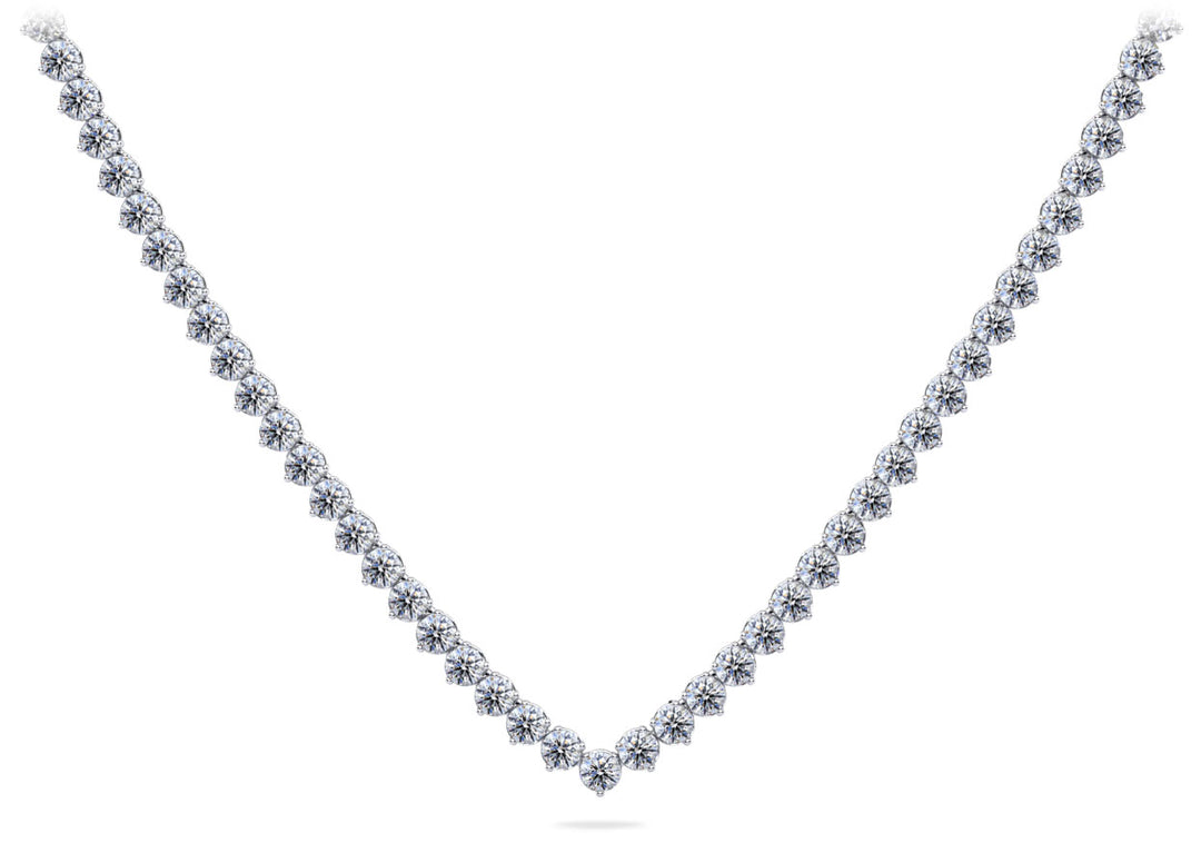 3 Prong Timeless V Neck Diamond Tennis Necklace