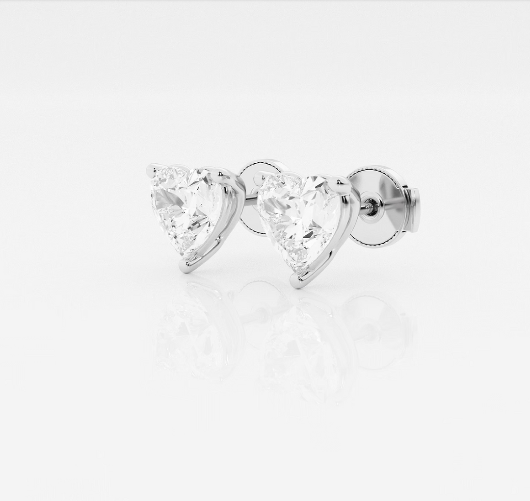 Diamond Heart Stud Earrings