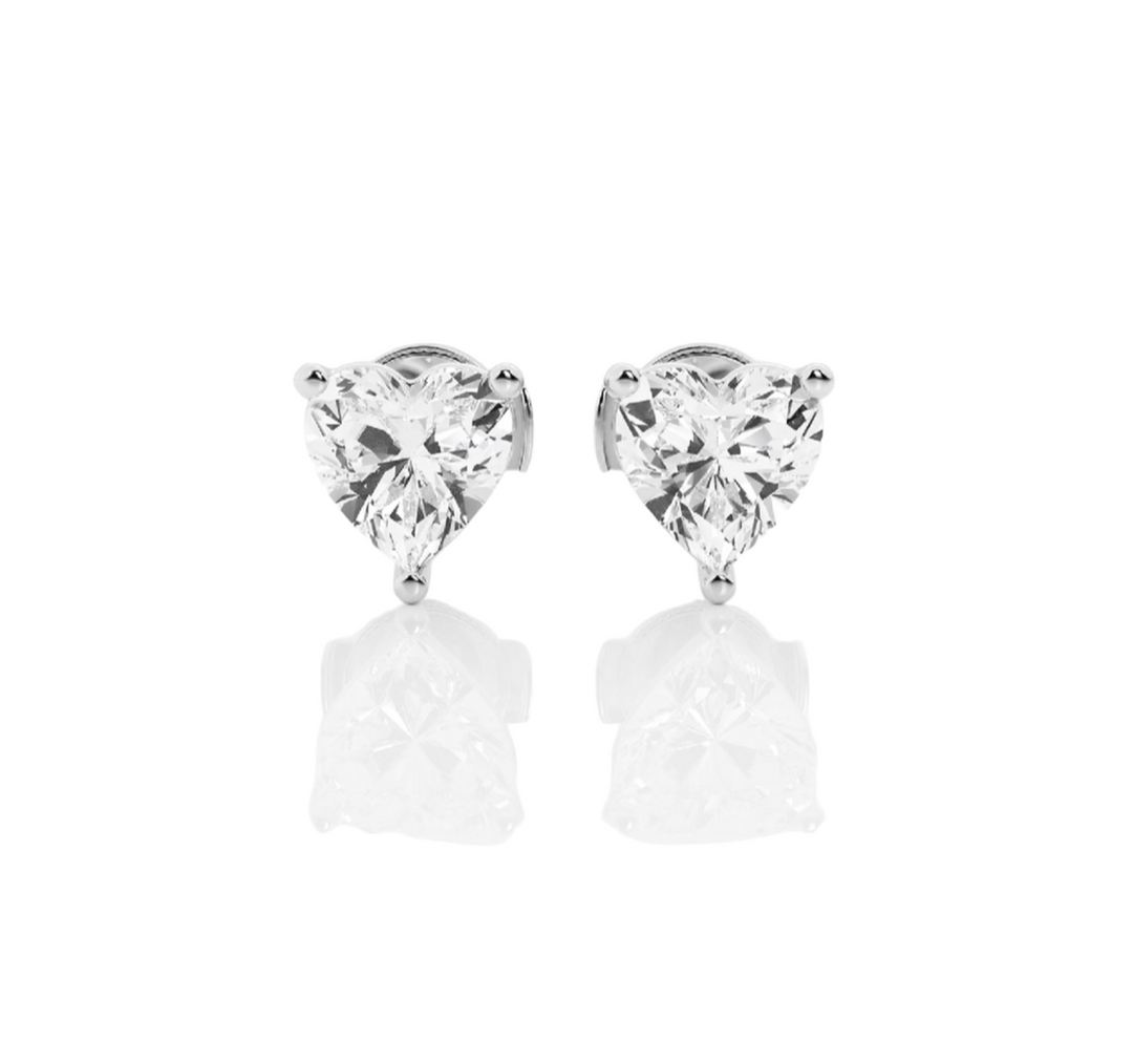 Diamond Heart Stud Earrings