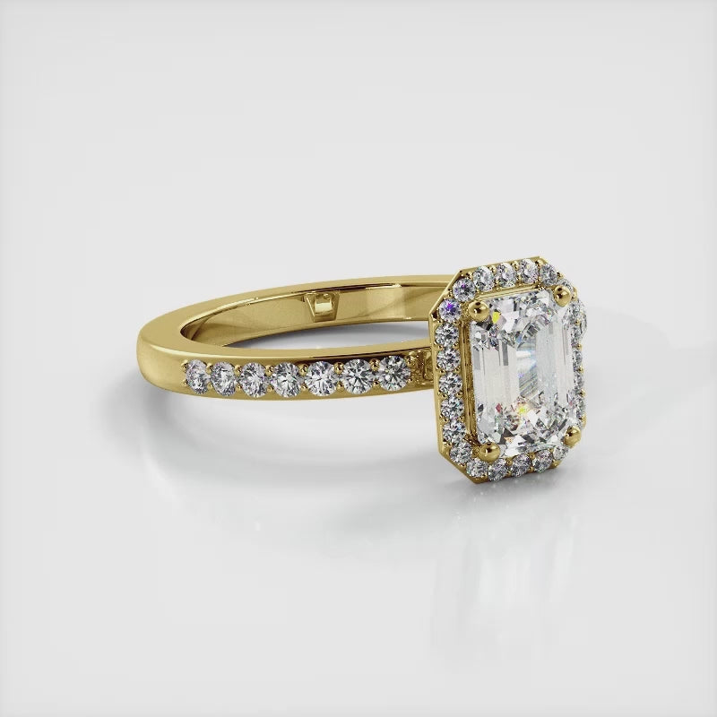 Elegant Emerald Halo Diamond Ring