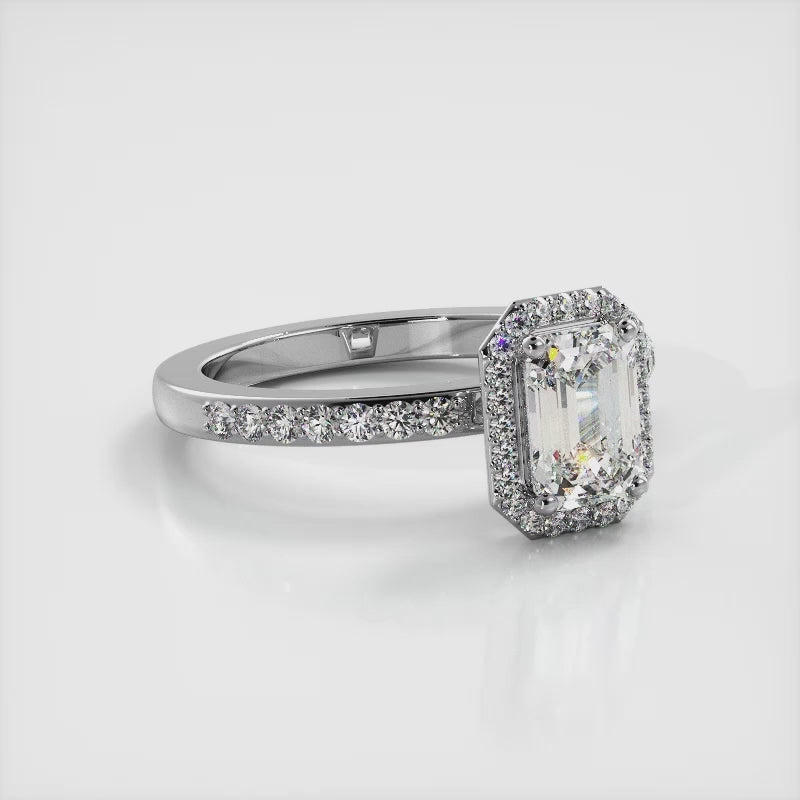 Elegant Emerald Halo Diamond Ring