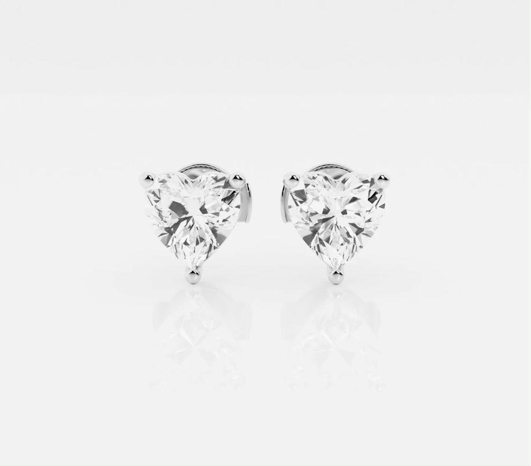 Diamond Heart Stud Earrings